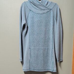 Prana Light Blue/green Knit Cowl Neck Pullover Sweater Large.
